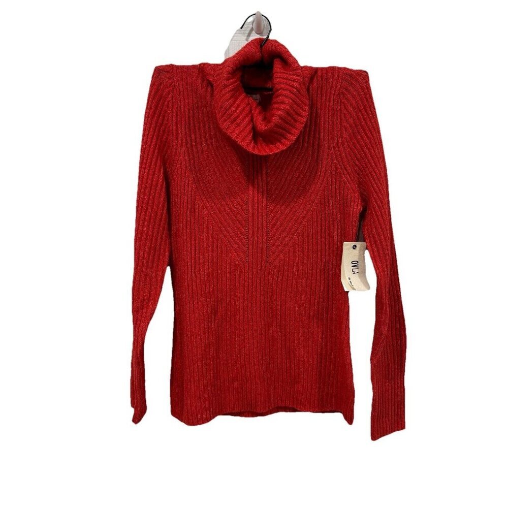 Women’s Anthropologie OVLA sweater Top Orange Tomato Knit Size Small NWT